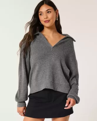Maglione oversize con mezza zip