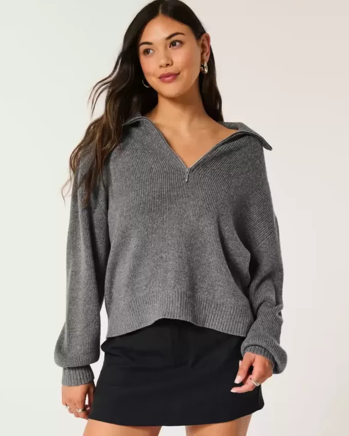 Maglione oversize con mezza zip Maglione oversize con mezza zip