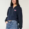 Maglione oversize con mezza zip e bandiera americana Maglione oversize con mezza zip e bandiera americana