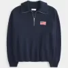 Maglione oversize con mezza zip e bandiera americana Maglione oversize con mezza zip e bandiera americana