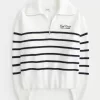 Maglione oversize con mezza zip e grafica