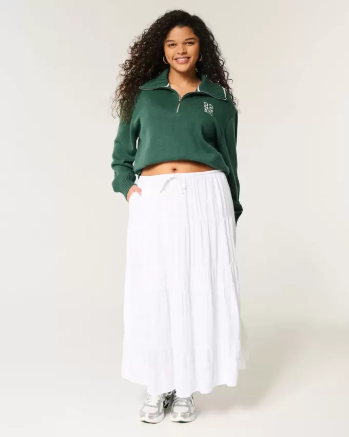 Maglione oversize con mezza zip e grafica NYC
