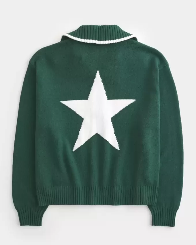 Maglione oversize con mezza zip e grafica NYC