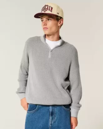 Maglione squadrato con cerniera a un quarto