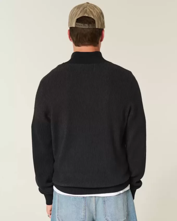 Maglione squadrato con cerniera a un quarto