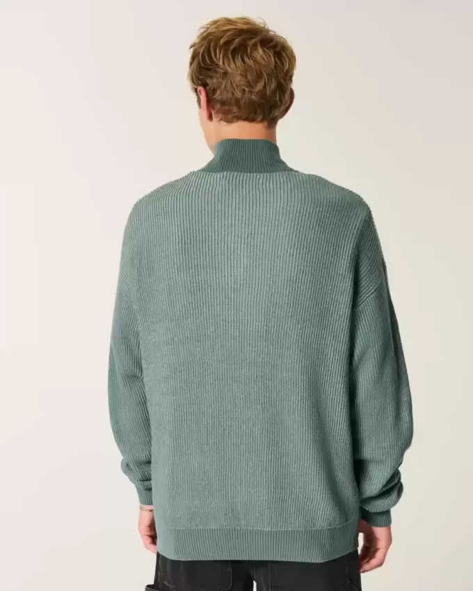 Maglione squadrato con cerniera a un quarto