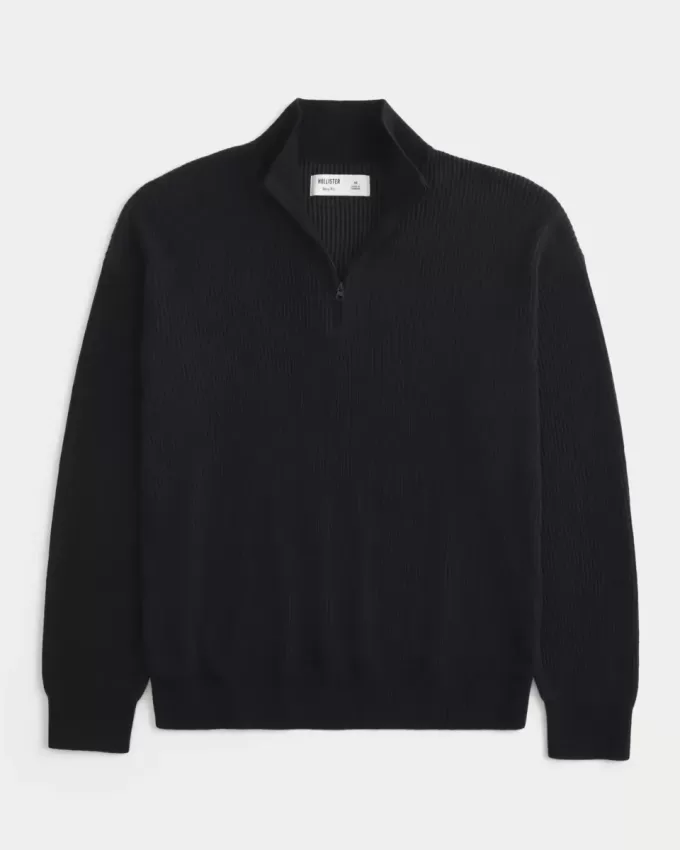 Maglione squadrato con cerniera a un quarto