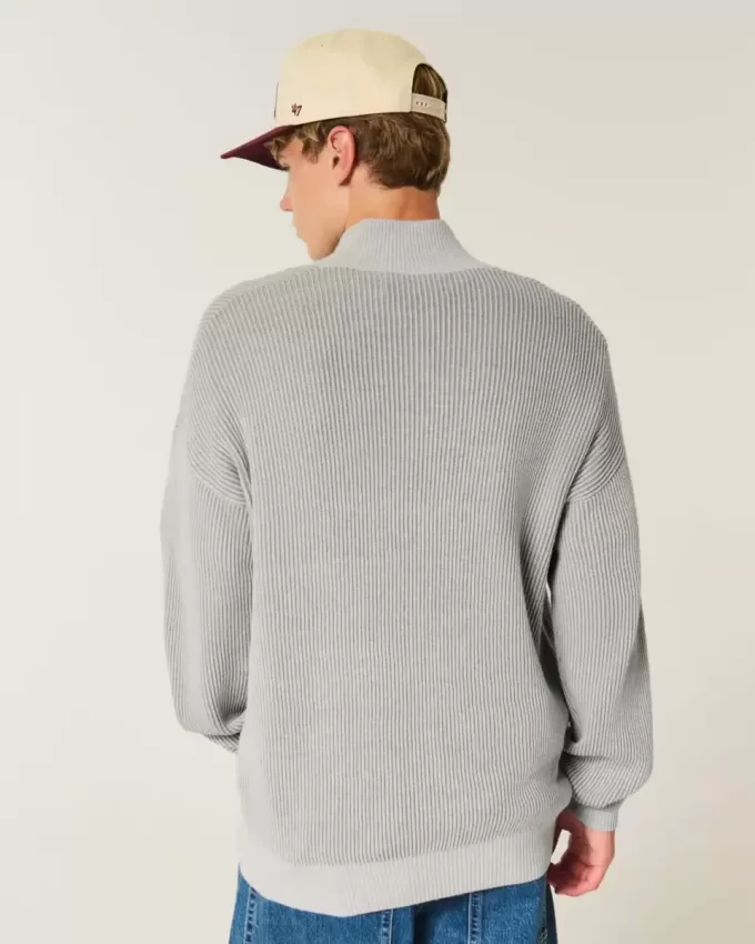 Maglione squadrato con cerniera a un quarto