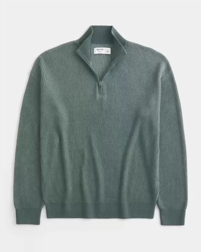 Maglione squadrato con cerniera a un quarto