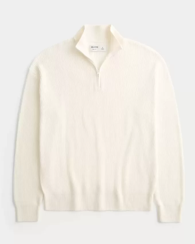 Maglione squadrato con cerniera a un quarto