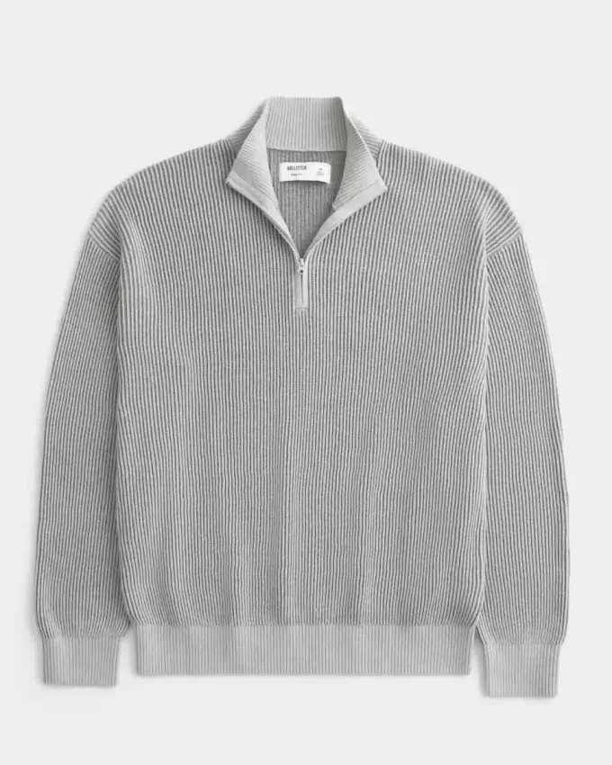 Maglione squadrato con cerniera a un quarto