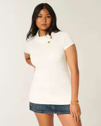 Maglione tunica a maniche corte