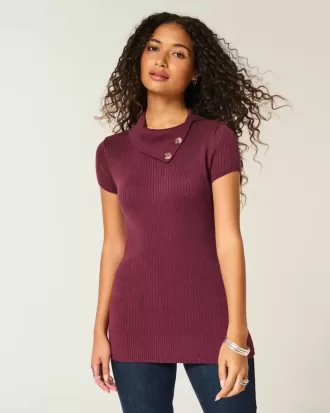 Maglione tunica a maniche corte