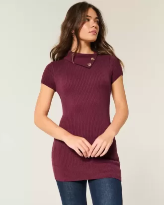 Maglione tunica a maniche corte