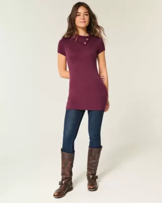 Maglione tunica a maniche corte
