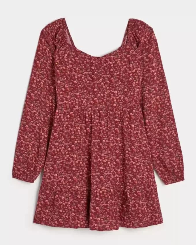 Mini abito a maniche lunghe con scollo a V