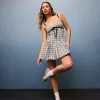 Mini abito a palloncino con scollo a V