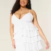 Mini abito babydoll con scollo a V e volant Mini abito babydoll con scollo a V e volant