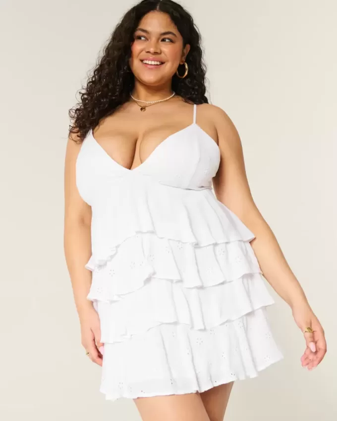 Mini abito babydoll con scollo a V e volant Mini abito babydoll con scollo a V e volant
