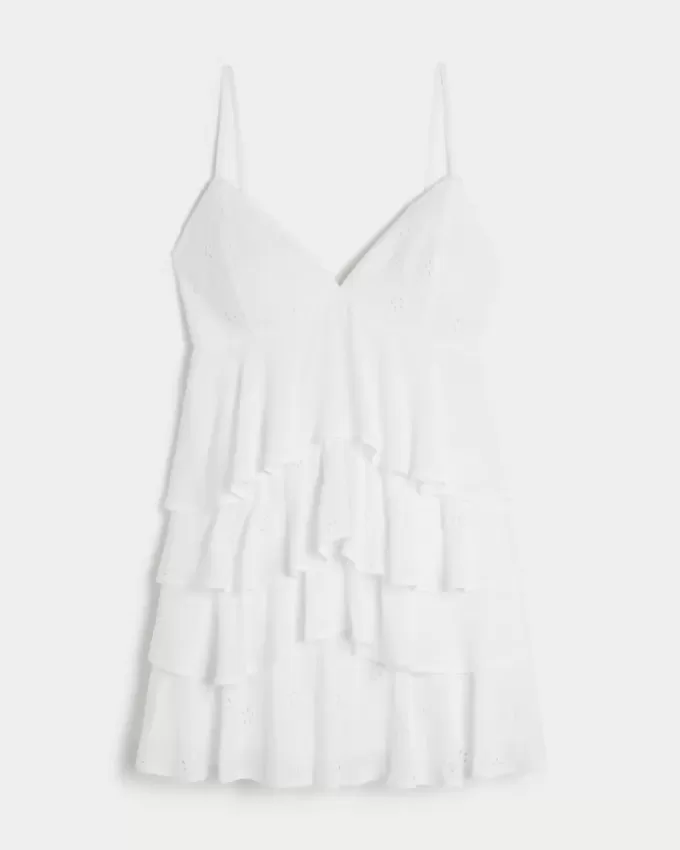Mini abito babydoll con scollo a V e volant Mini abito babydoll con scollo a V e volant