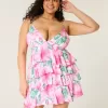 Mini abito babydoll con scollo a V e volant a balze