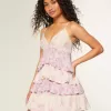 Mini abito babydoll con scollo a V e volant a balze Mini abito babydoll con scollo a V e volant a balze