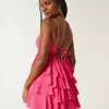 Mini abito babydoll con scollo a V e volant a balze Mini abito babydoll con scollo a V e volant a balze
