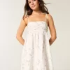 Mini abito babydoll con spalline annodate