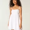 Mini abito babydoll con spalline annodate