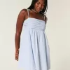 Mini abito babydoll con spalline annodate