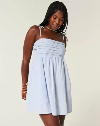 Mini abito babydoll con spalline annodate