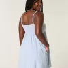 Mini abito babydoll con spalline annodate