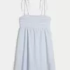 Mini abito babydoll con spalline annodate