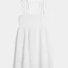 Mini abito babydoll con spalline annodate