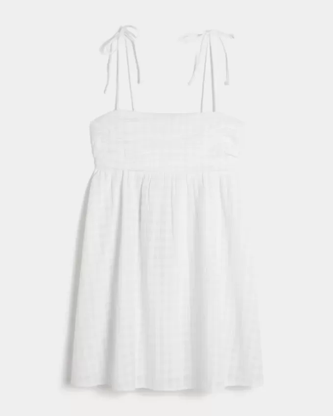 Mini abito babydoll con spalline annodate