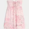 Mini abito babydoll senza spalline con volant