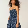 Mini abito babydoll senza spalline con volant
