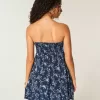 Mini abito babydoll senza spalline con volant