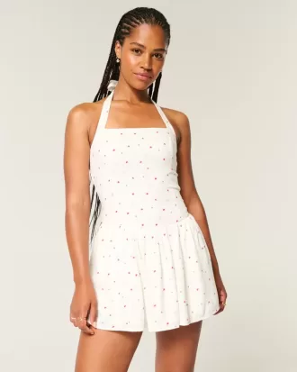 Mini abito con scollo all’americana e vita bassa