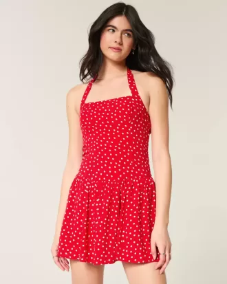 Mini abito con scollo all’americana e vita bassa