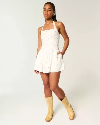 Mini abito con scollo all’americana e vita bassa