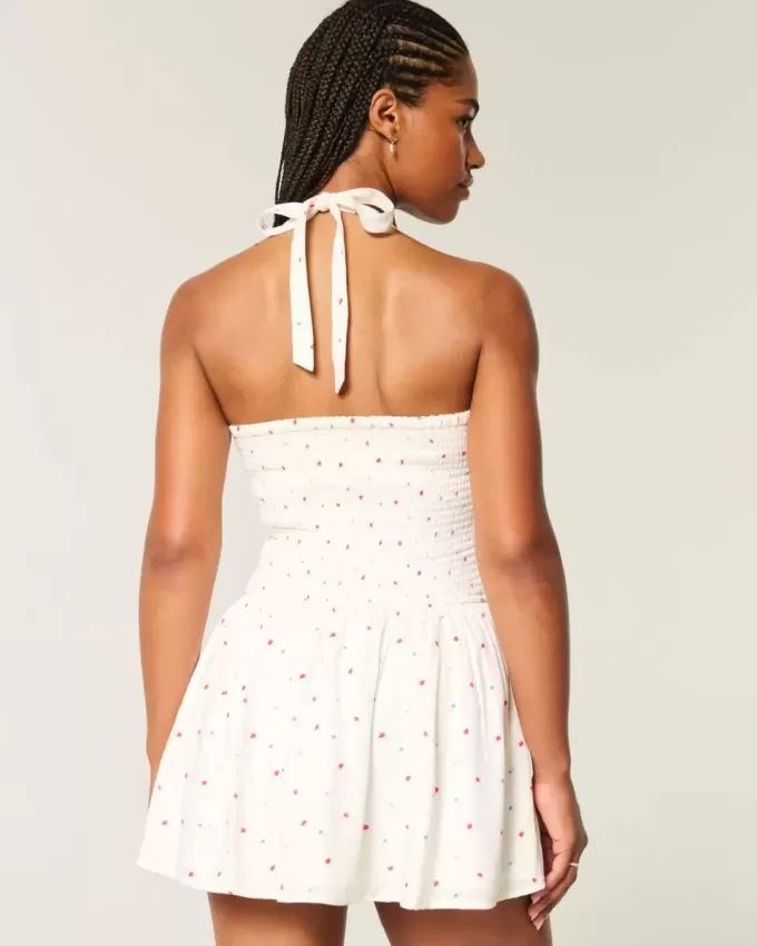 Mini abito con scollo all’americana e vita bassa