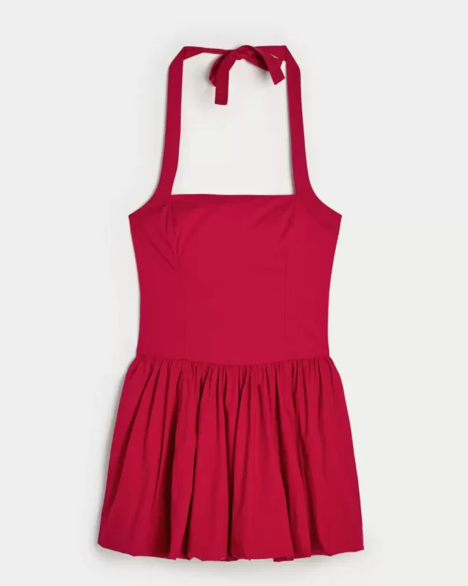 Mini abito gonna a palloncino con scollo all’americana