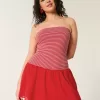 Mini abito in maglia senza spalline con vita bassa