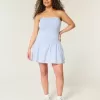 Mini abito in maglia senza spalline con vita bassa