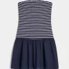 Mini abito in maglia senza spalline con vita bassa