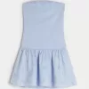Mini abito in maglia senza spalline con vita bassa