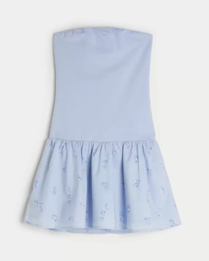 Mini abito in maglia senza spalline con vita bassa