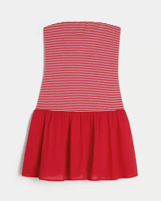 Mini abito in maglia senza spalline con vita bassa