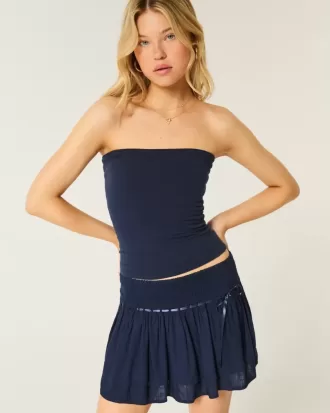 Mini gonna-pantalone a balze arricciate